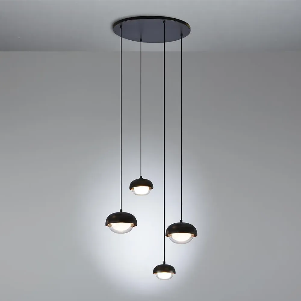4-Light Cluster Chandelier - Black, Metal
