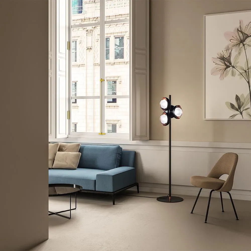 4-Light Floor Lamp - Black, Metal