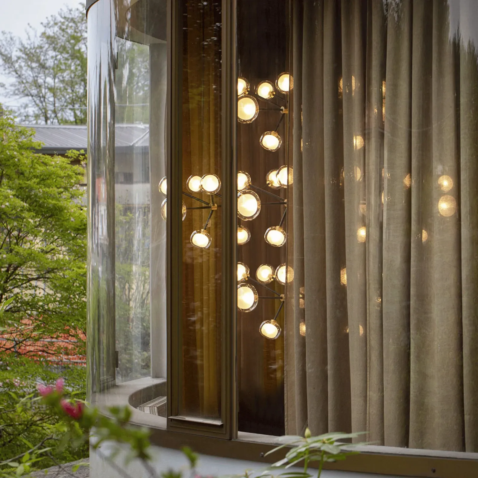 48-Light Chandelier Spherical Design - Smoke Glass