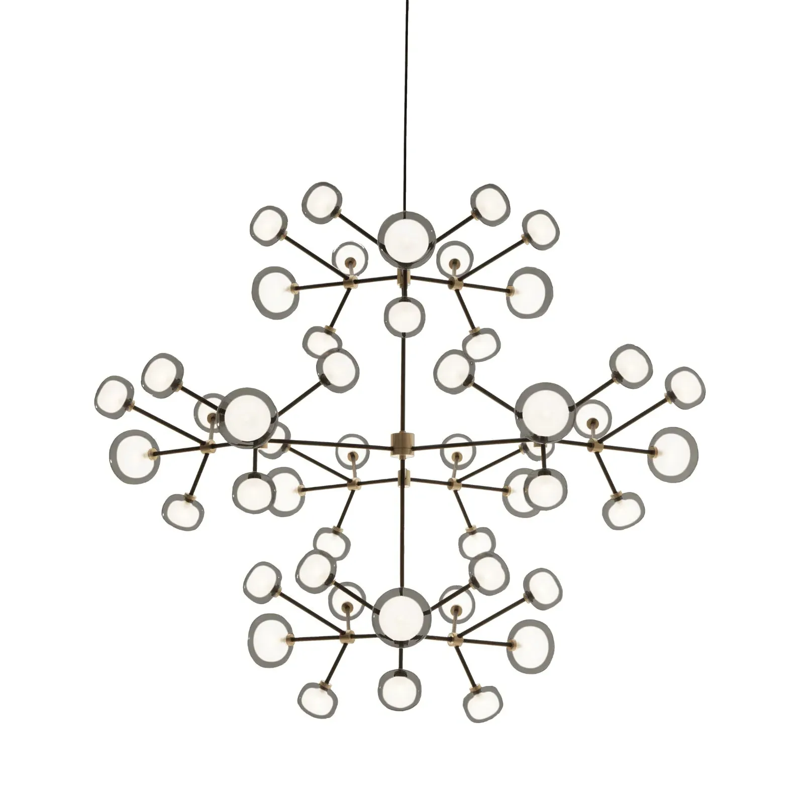 48-Light Chandelier Spherical Design - Smoke Glass