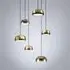6-Light Chandelier with Plexiglass - Brass, Metal