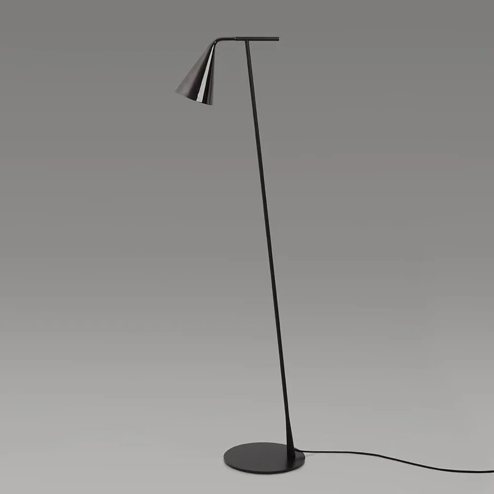 Conical Floor Light with Circular Base - Black, Brass