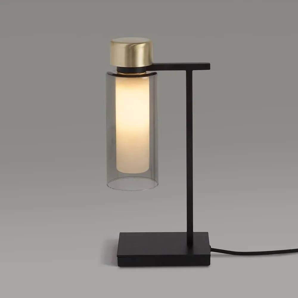 Cylindrical Table Lamp with Metal Details image