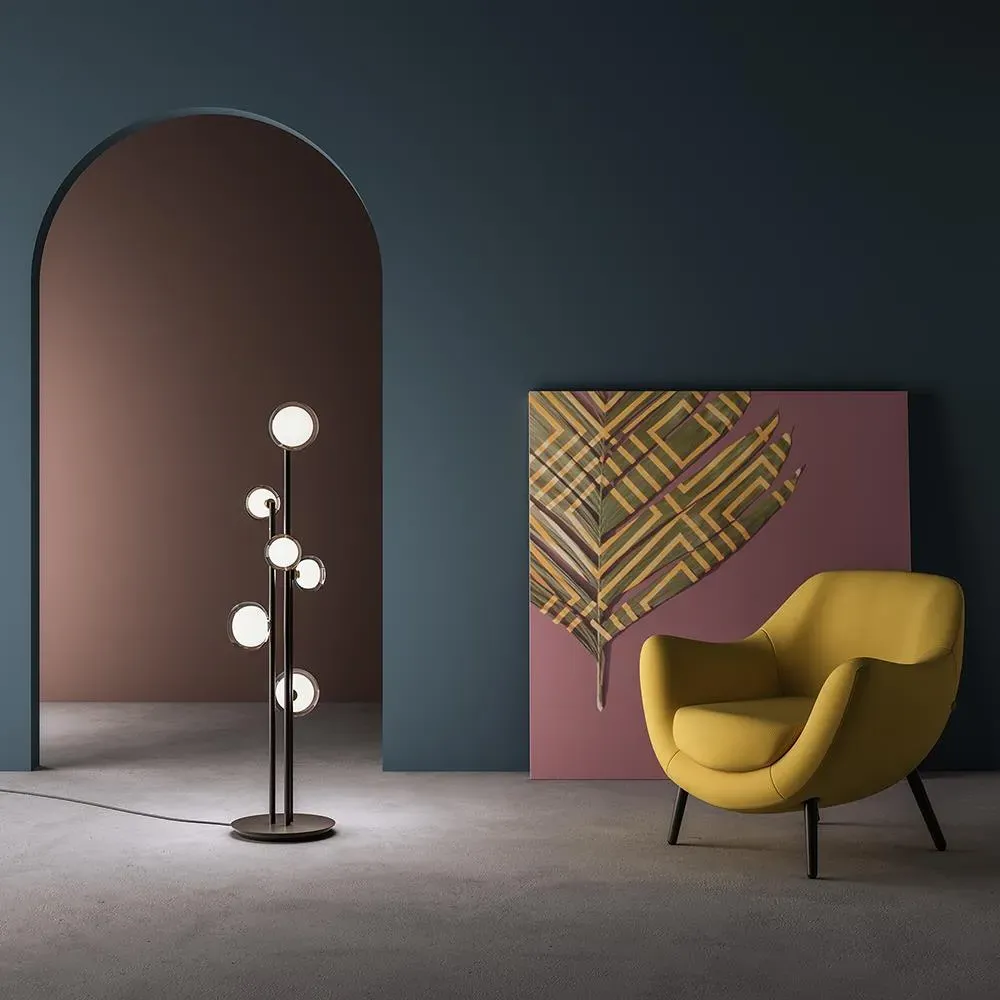 Dimmable Floor Light with Globes - Brass, Metal