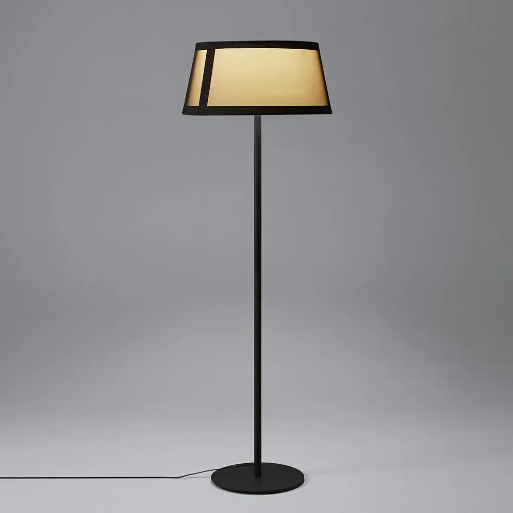 Floor Lamp with Fabric Shade - Black, Metal