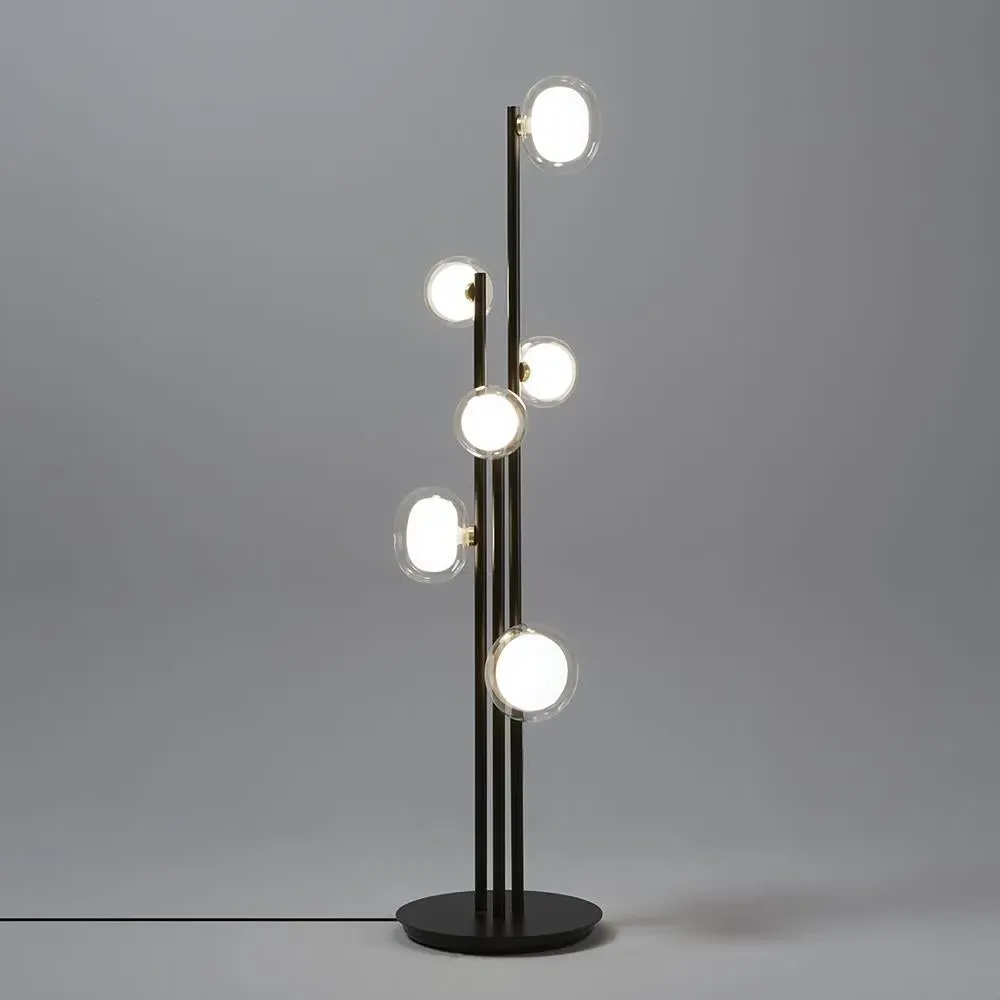 Floor Light with Glass Globes - Brass, Metal