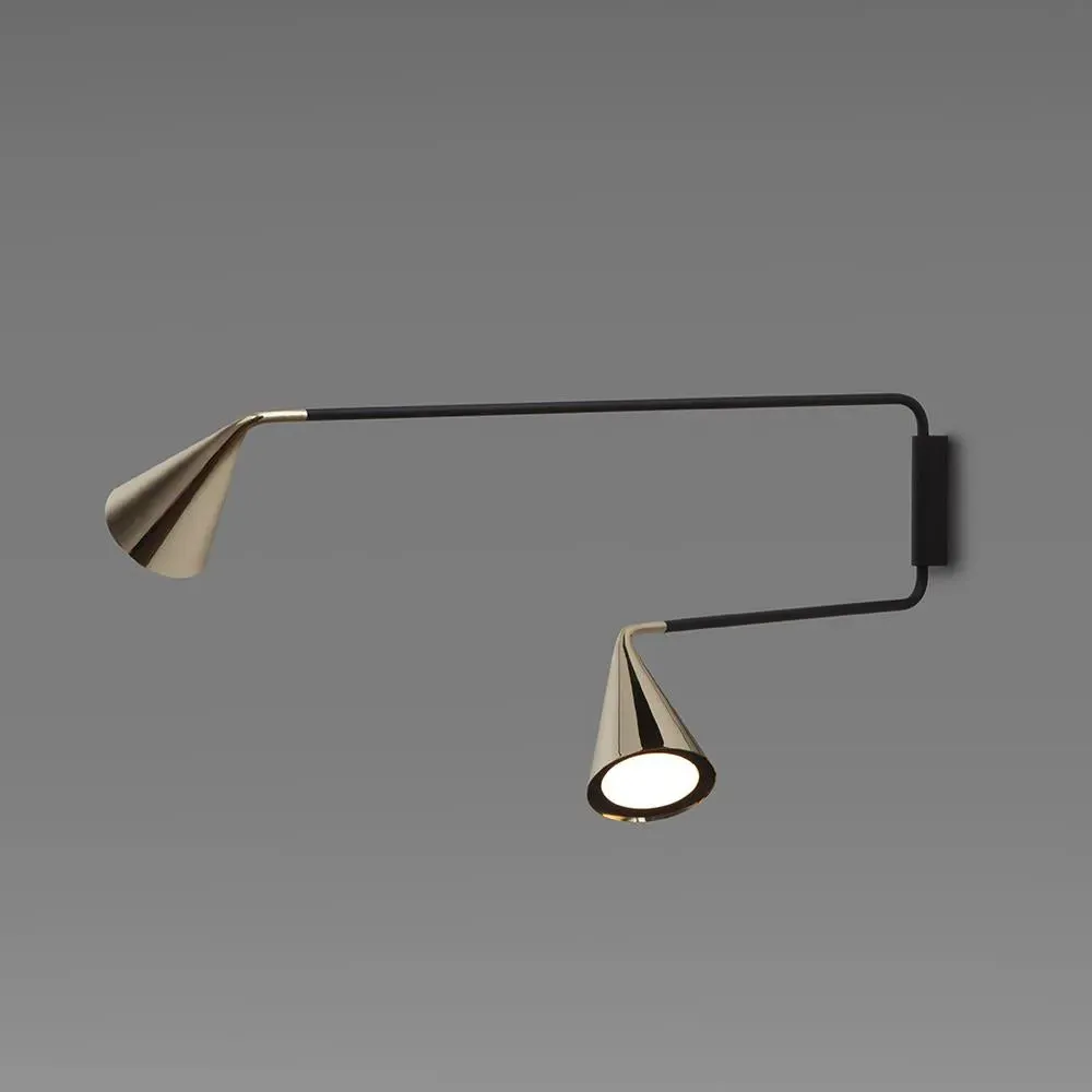 Gordon Twin Wall Light - Matt Black, Brass