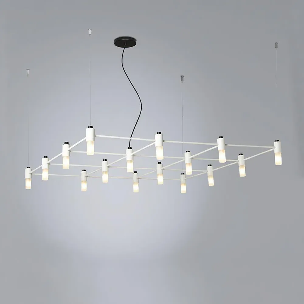 Large Chandelier Geometric - White, Steel