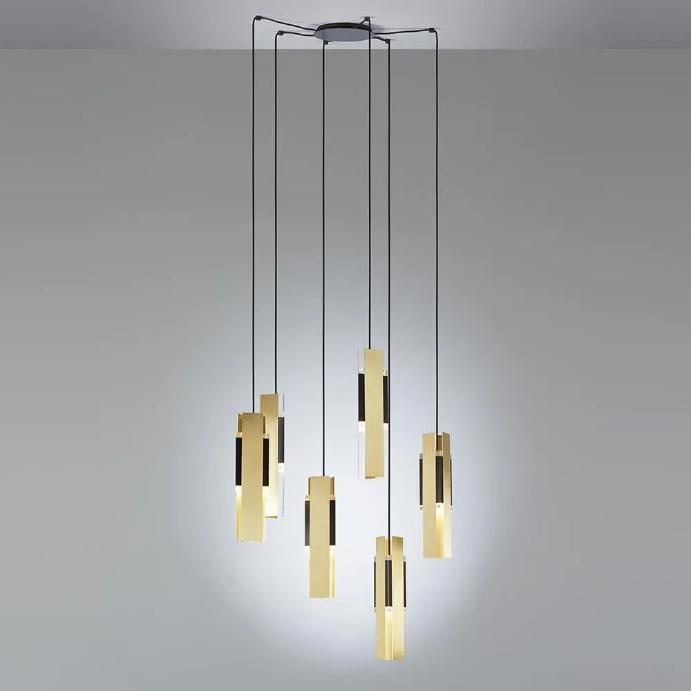 Large Cluster Chandelier - Brass, Plexiglass