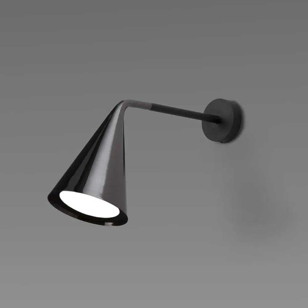 Large Wall Light with Conical Diffuser - Black, Brass