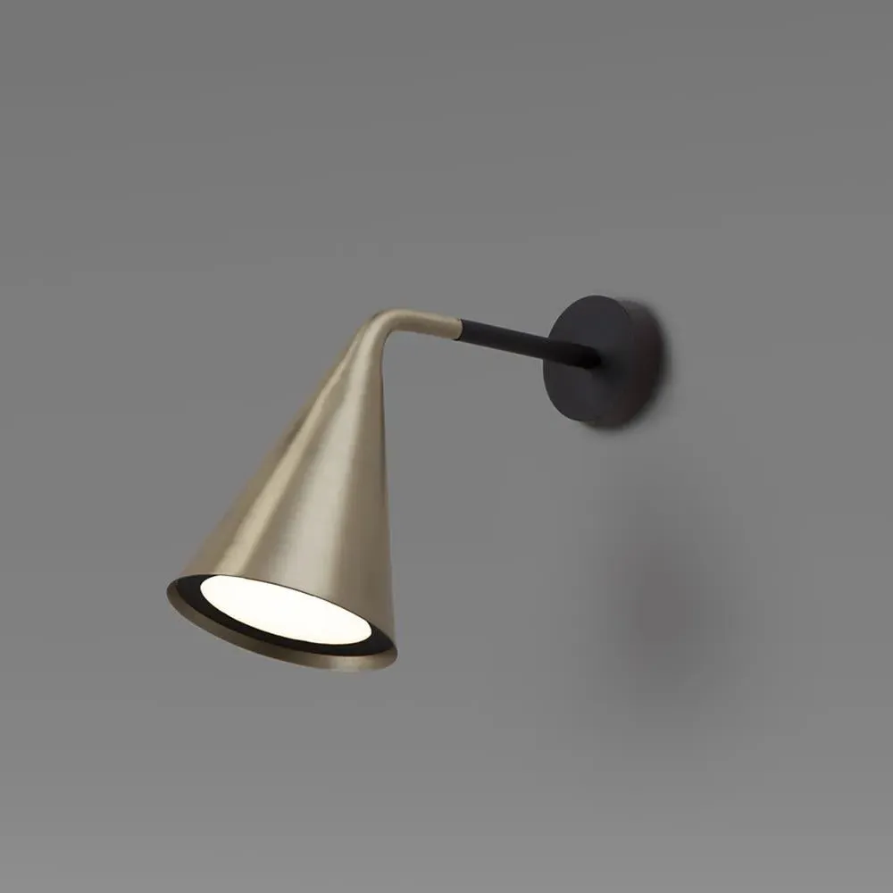 Large Wall Light with Conical Diffuser - Black, Brass