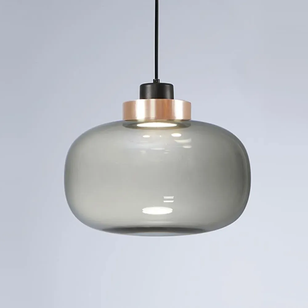 Legier Small Pendant Light - Sand Black, Smoked Glass