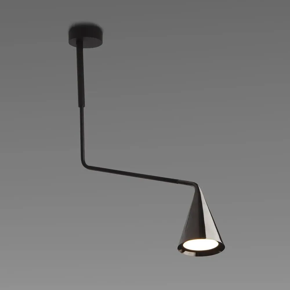 Medium Ceiling Light Conical Shade - Black, Chrome