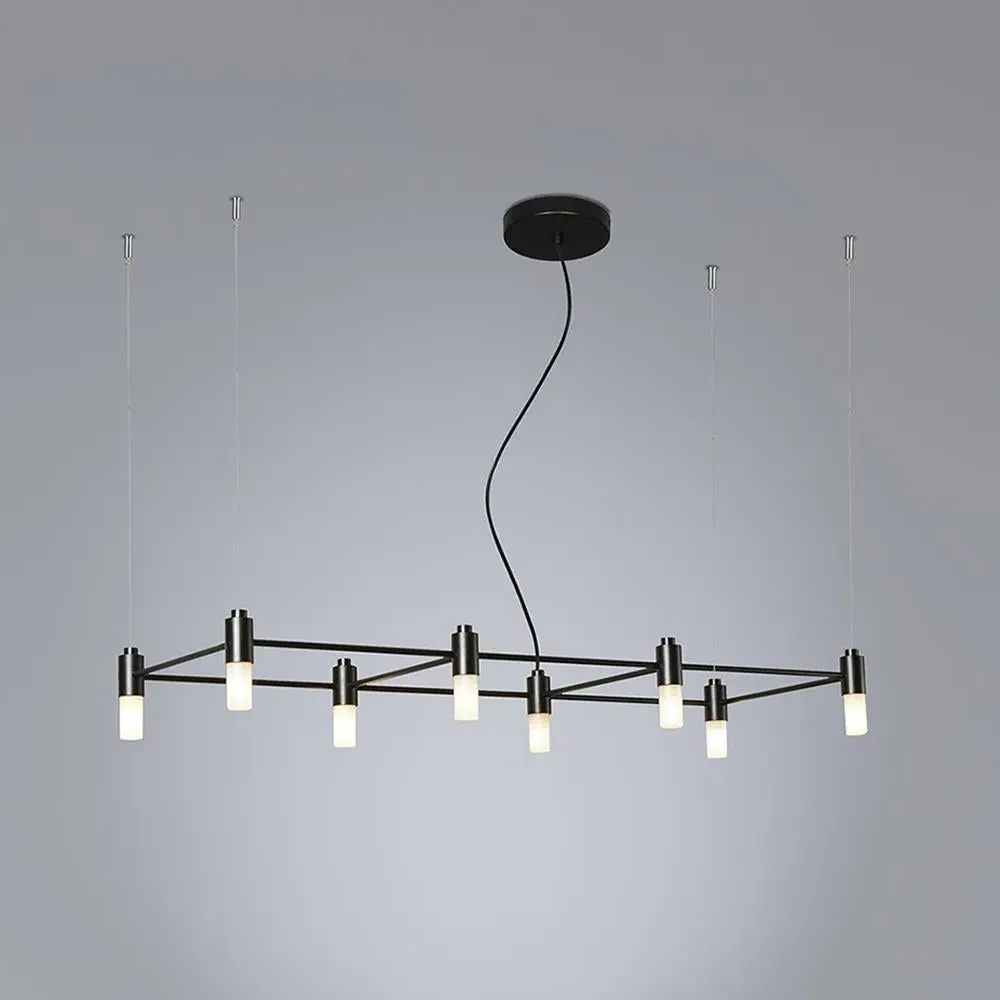 Medium Chandelier Geometric - White, Steel