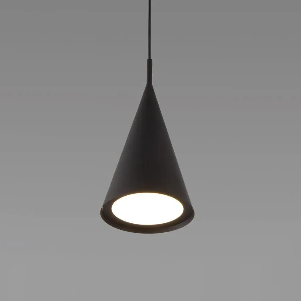 Medium Pendant Light Conical Shade - Black, Brass