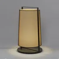 Small Floor Lamp with Fabric Shade - Beige, Metal