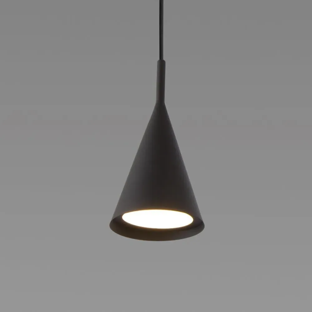 Small Pendant Light Conical Shade - Black, Brass