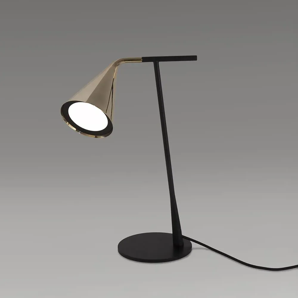 Table Lamp with Conical Shade - Black, Chrome