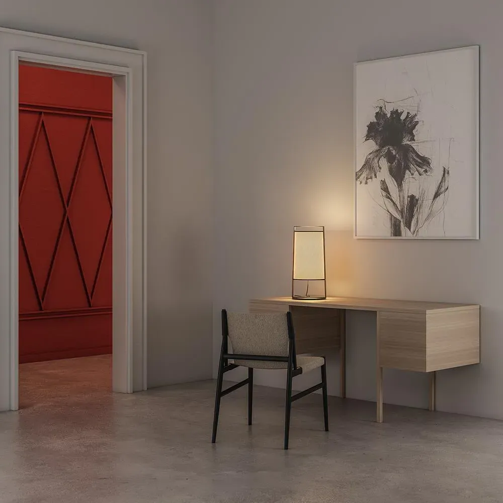 Table Lamp with Dimmer - White, Fabric