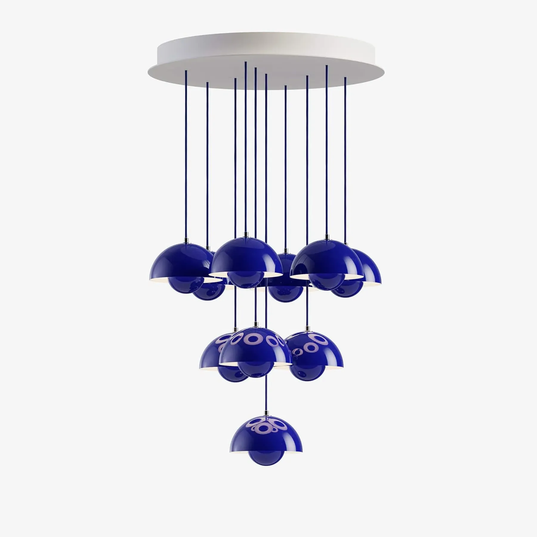 10-Shade Flowerpot Chandelier - Cobalt Blue