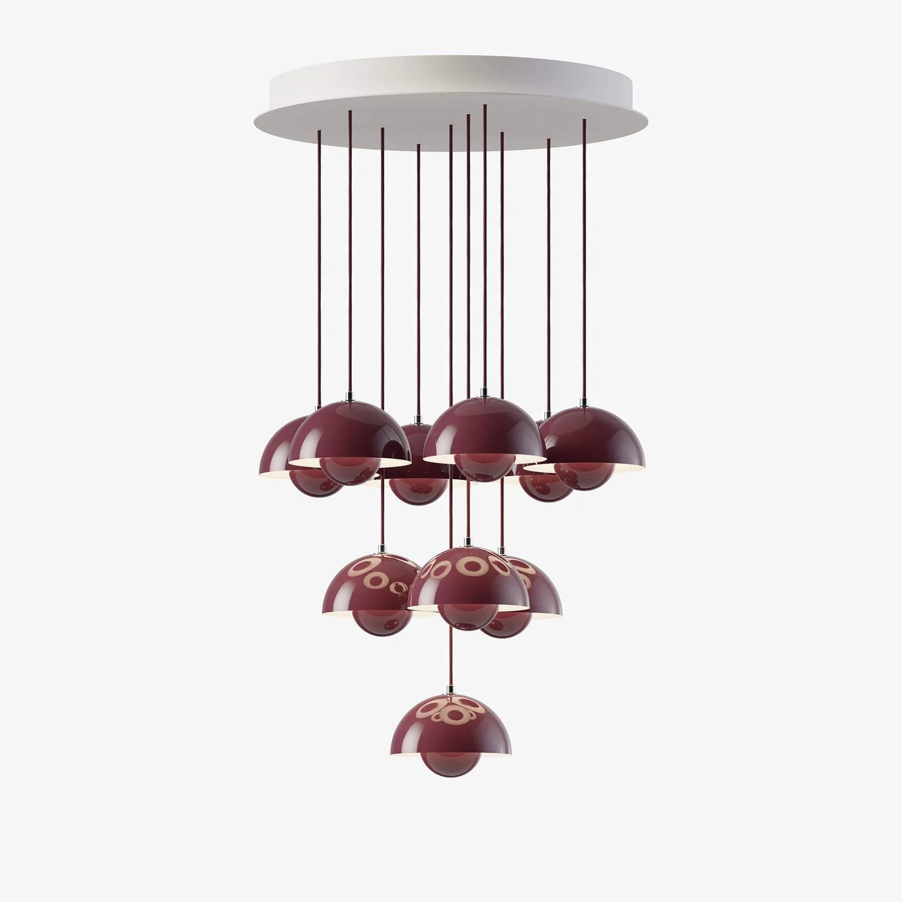 10-Shade Flowerpot Chandelier - Dark Plum