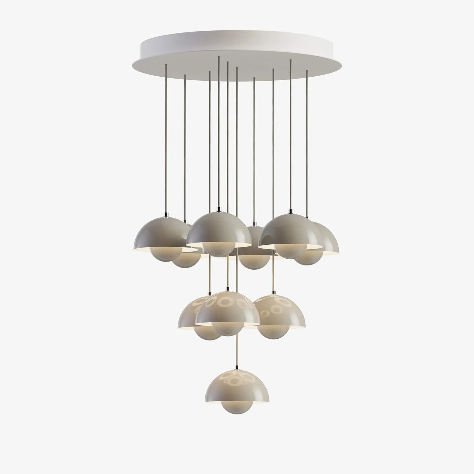 10-Shade Flowerpot Chandelier - Grey Beige