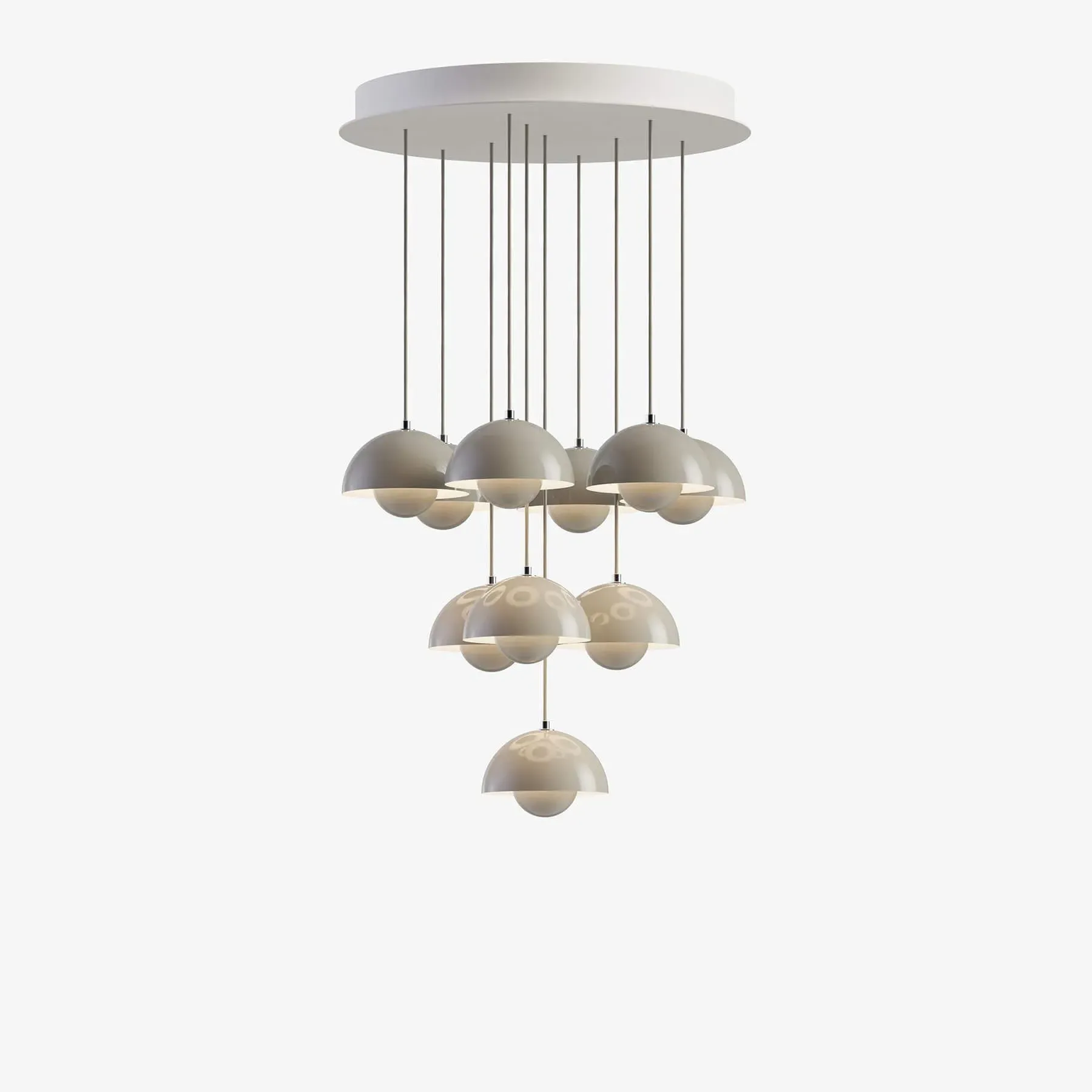 10-Shade Flowerpot Chandelier - Grey Beige