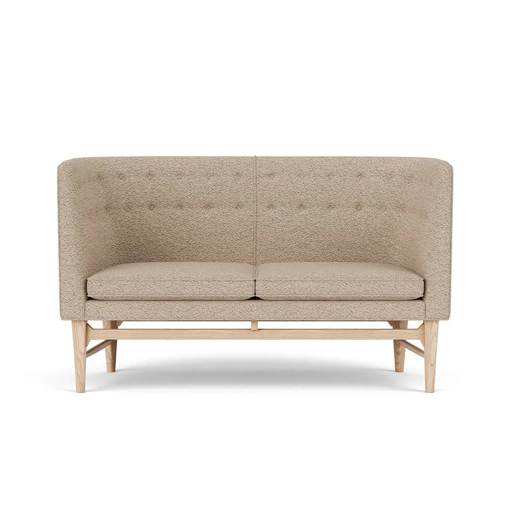 2-Seater Sofa with Oak Frame - Grey, Fabric