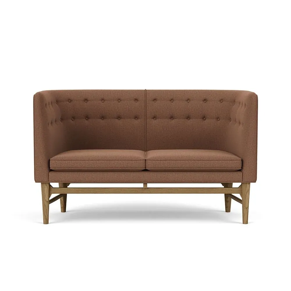 2-Seater Sofa with Oak Frame - Re-Wool