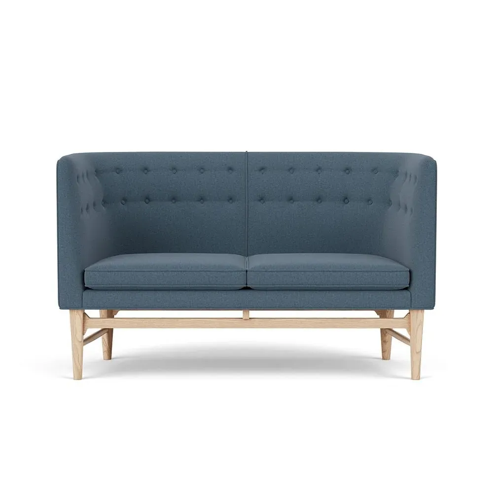2-Seater Sofa with Oak Frame - Re-Wool