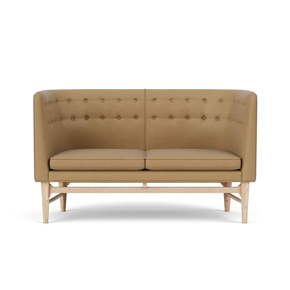 2-Seater Sofa with Oak Frame - Re-Wool