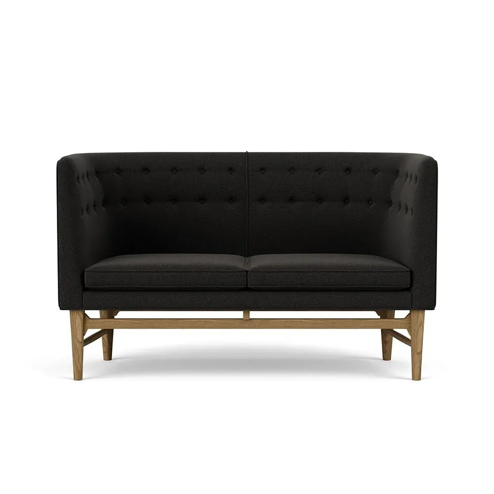 2-Seater Sofa with Oak Frame - Re-Wool, Wood