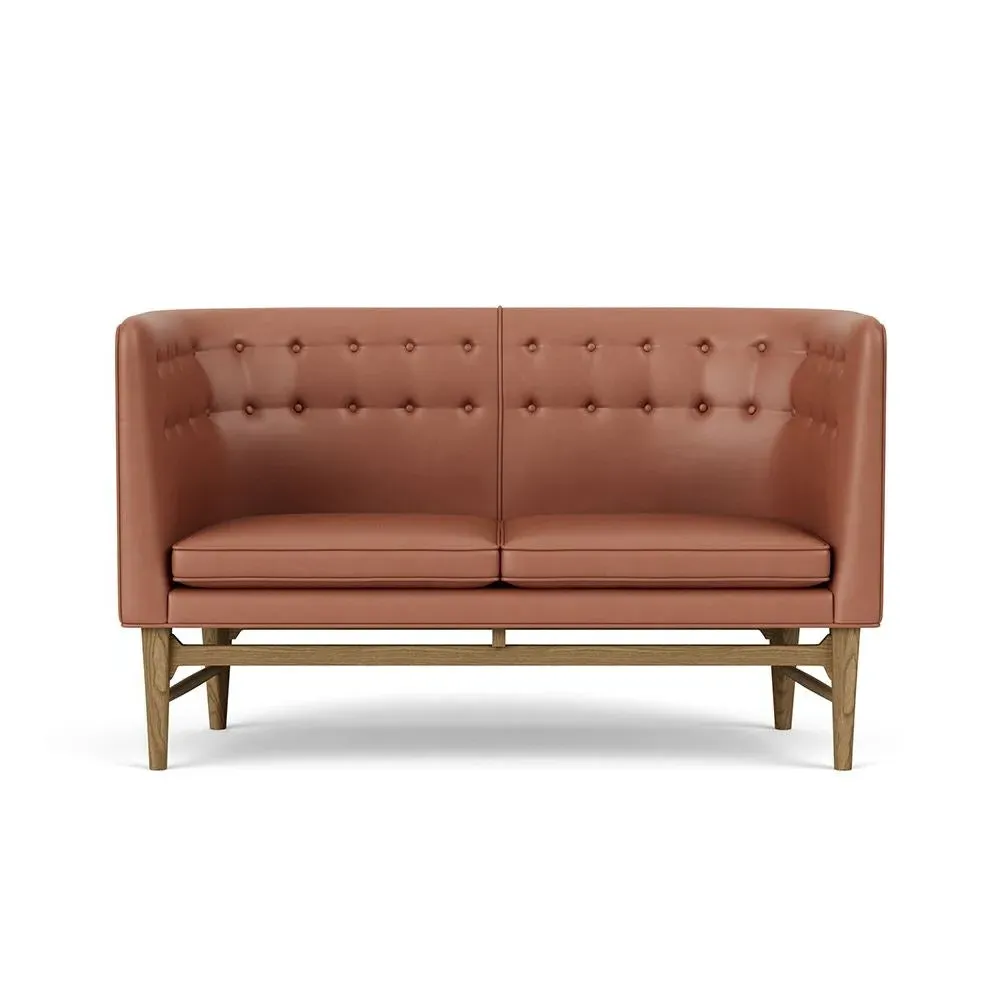 2-Seater Sofa with Oak Frame - Silk, Fabric