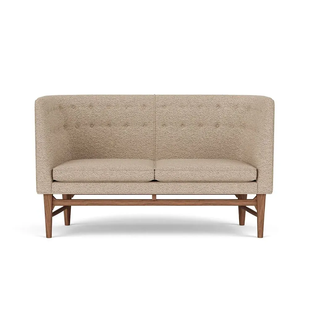 2-Seater Sofa with Walnut Frame - Grey, Fabric