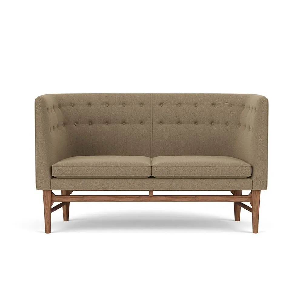 2-Seater Sofa with Walnut Frame - Re-Wool, Wood