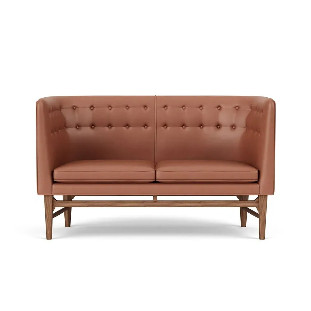 2-Seater Sofa with Walnut Frame - Silk, Fabric