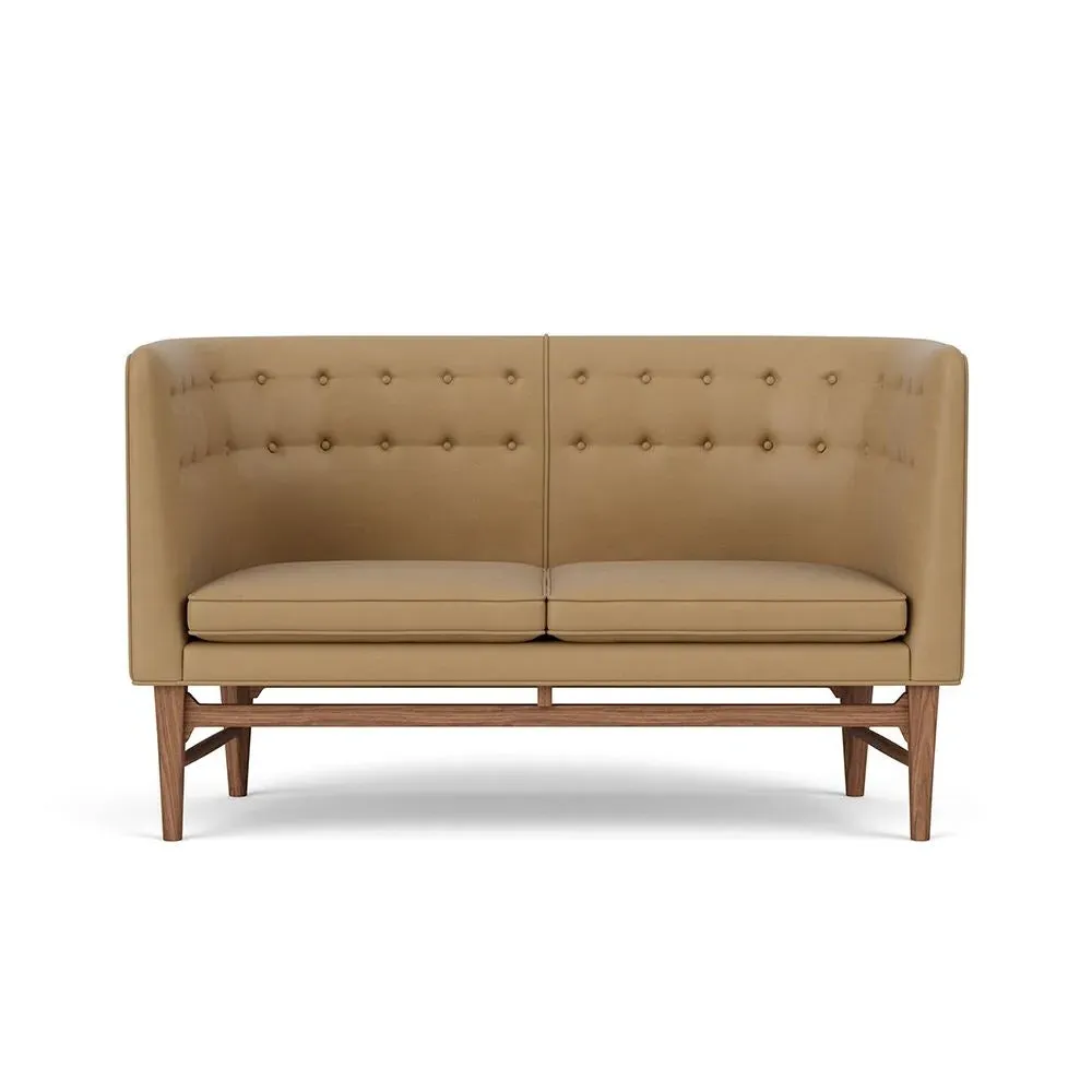2-Seater Sofa with Walnut Frame - Silk, Wood