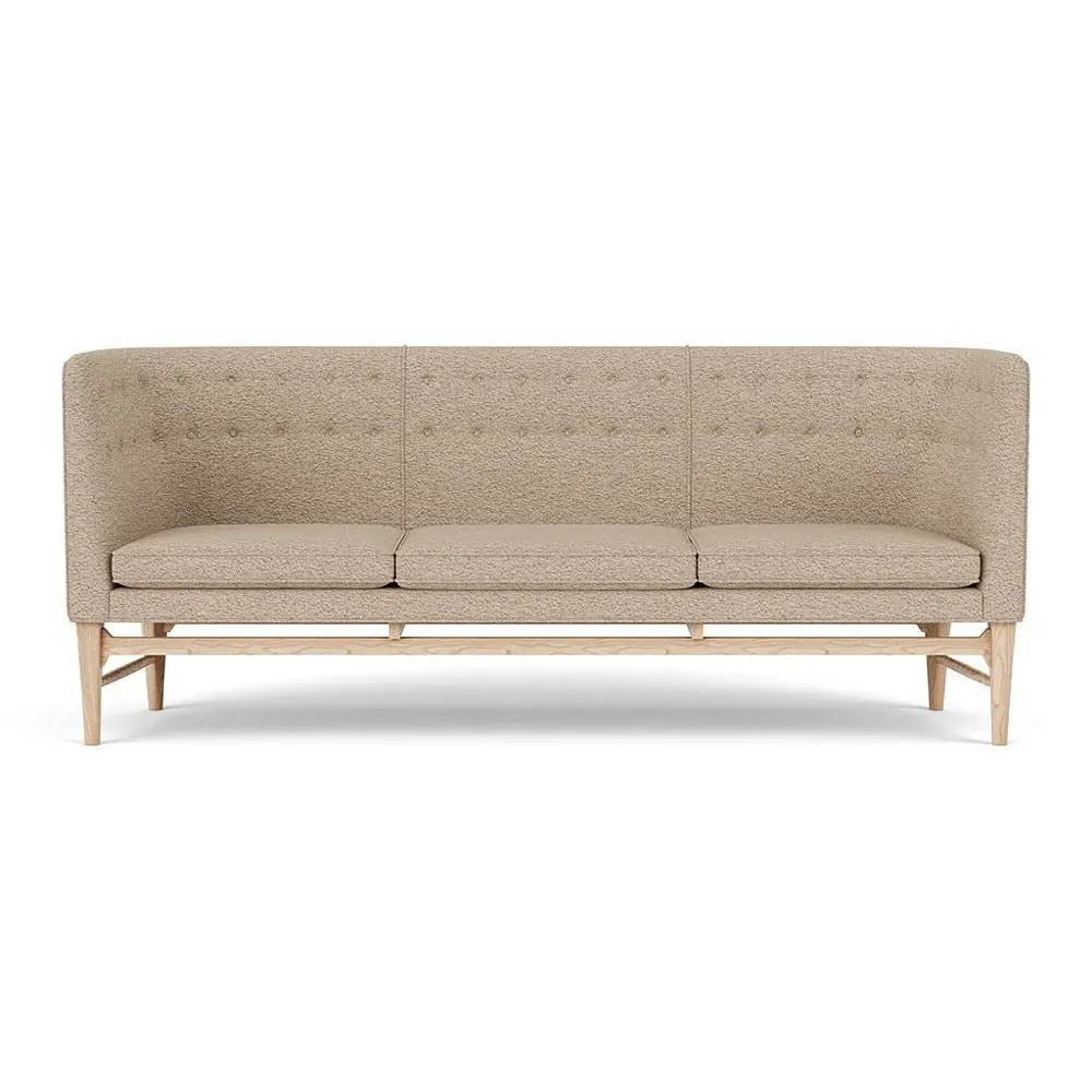 3-Seater Sofa with Button Detail - Oak Frame