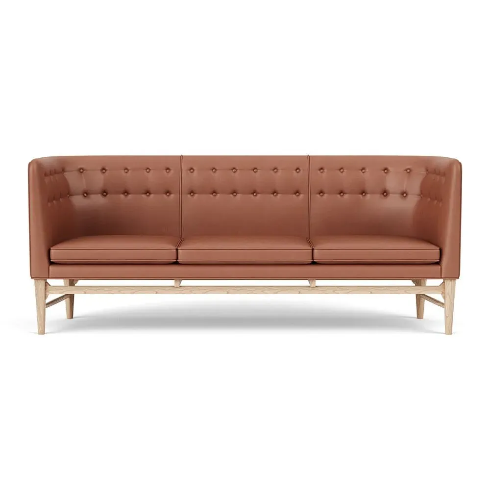 3-Seater Sofa with Button Detail - Oak Frame