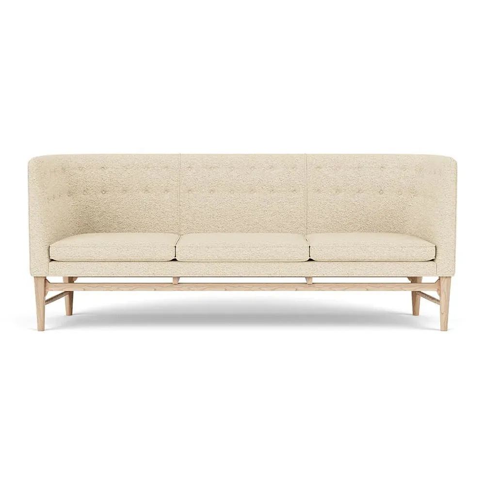 3-Seater Sofa with Button Detail - Oak Frame image