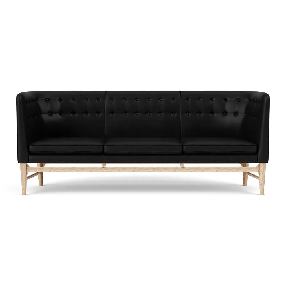 3-Seater Sofa with Button Detail - Silk, Oak image