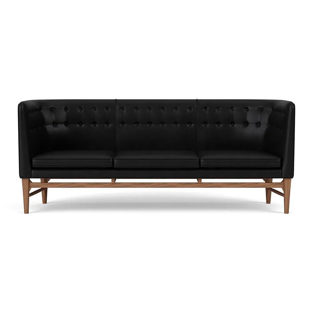 3-Seater Sofa with Button Tufting - Walnut