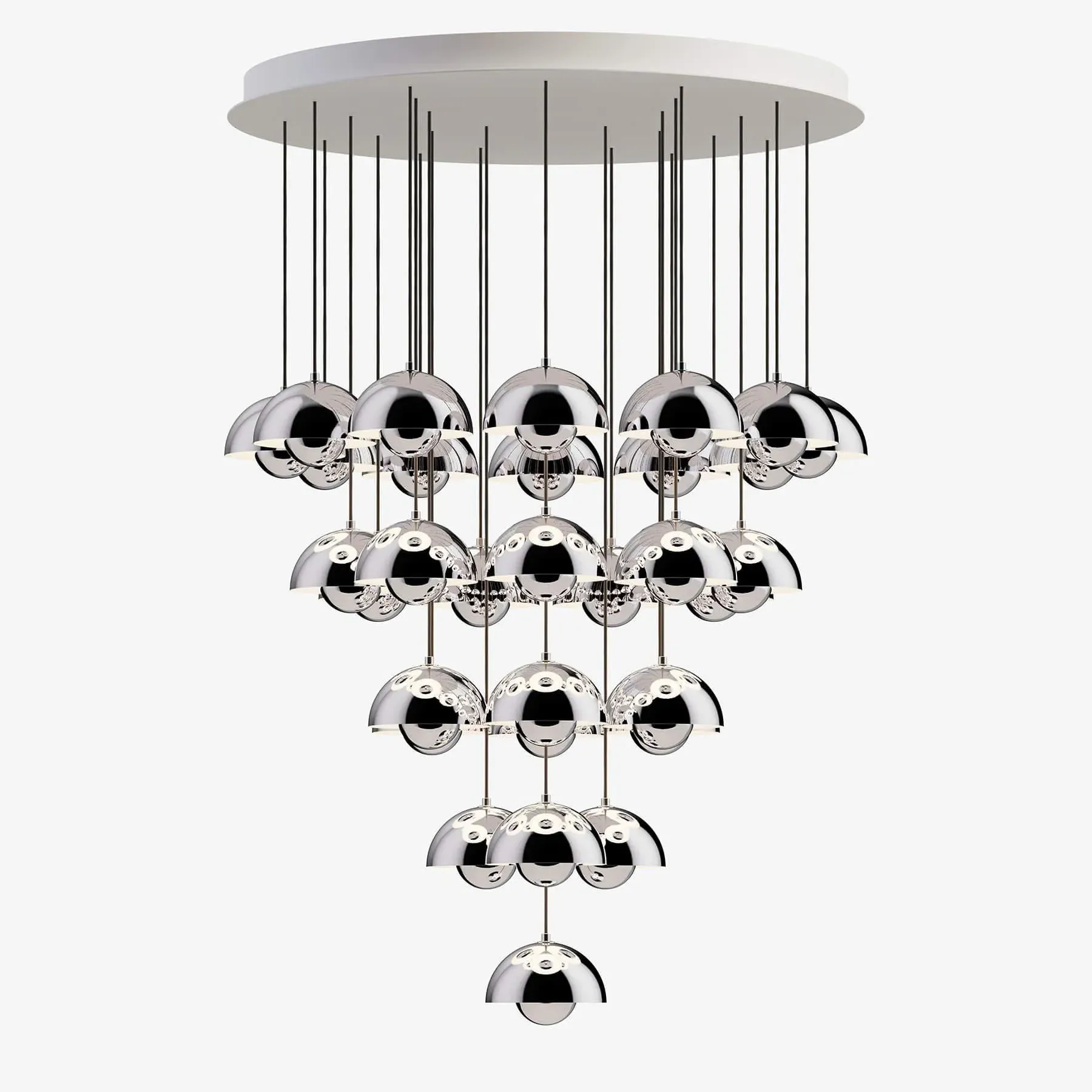 31-Shade Flowerpot Chandelier - Chrome