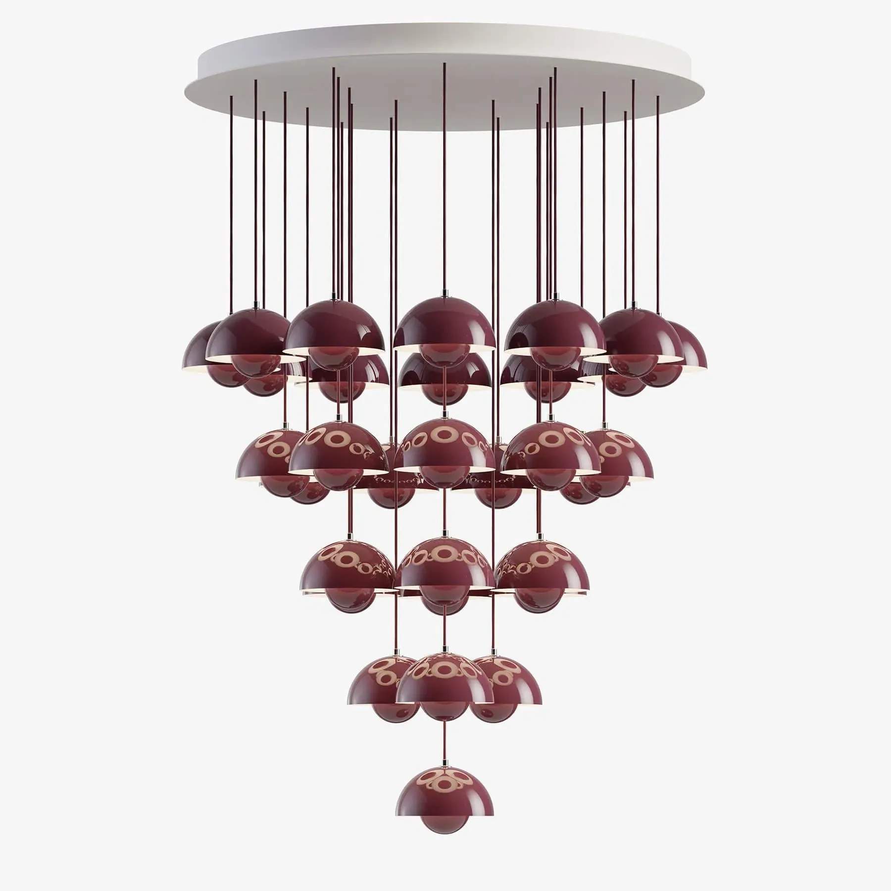31-Shade Flowerpot Chandelier - Dark Plum