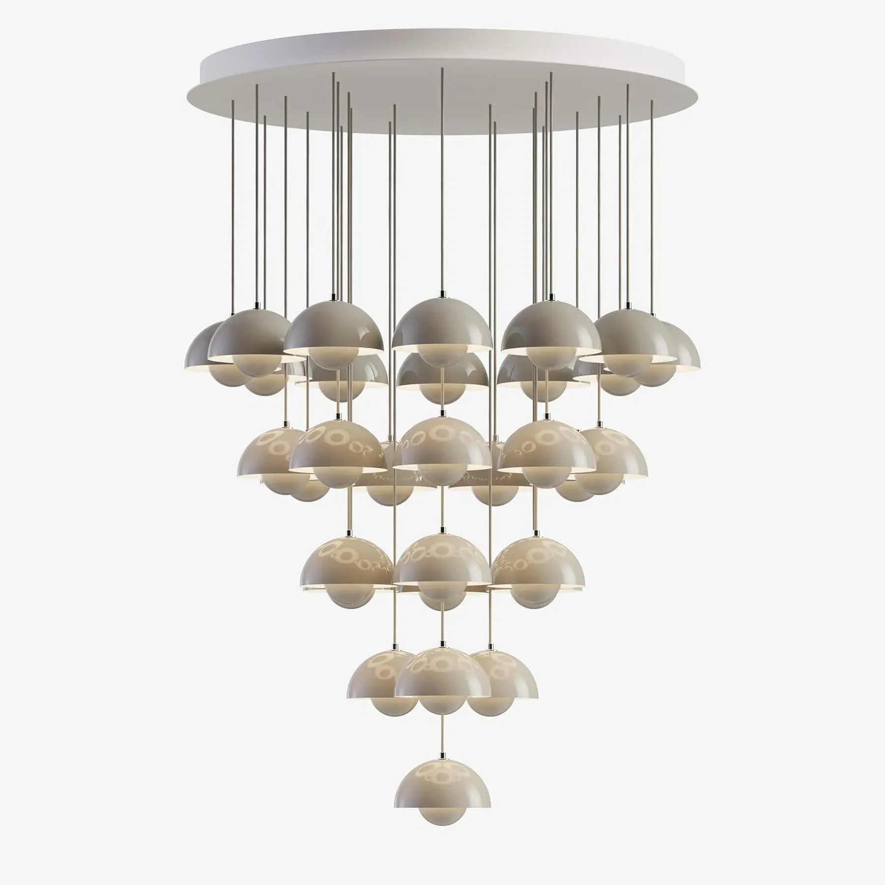 31-Shade Flowerpot Chandelier - Grey Beige