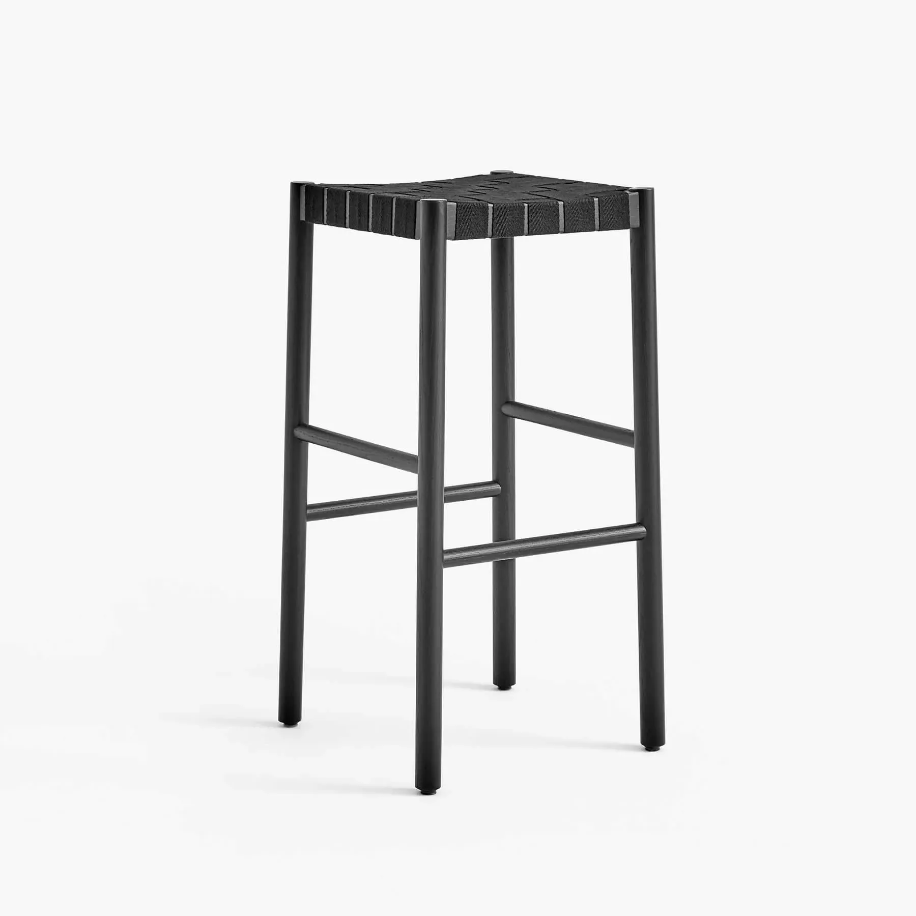 76cm Bar Stool with Webbed Seat - Black, Oak