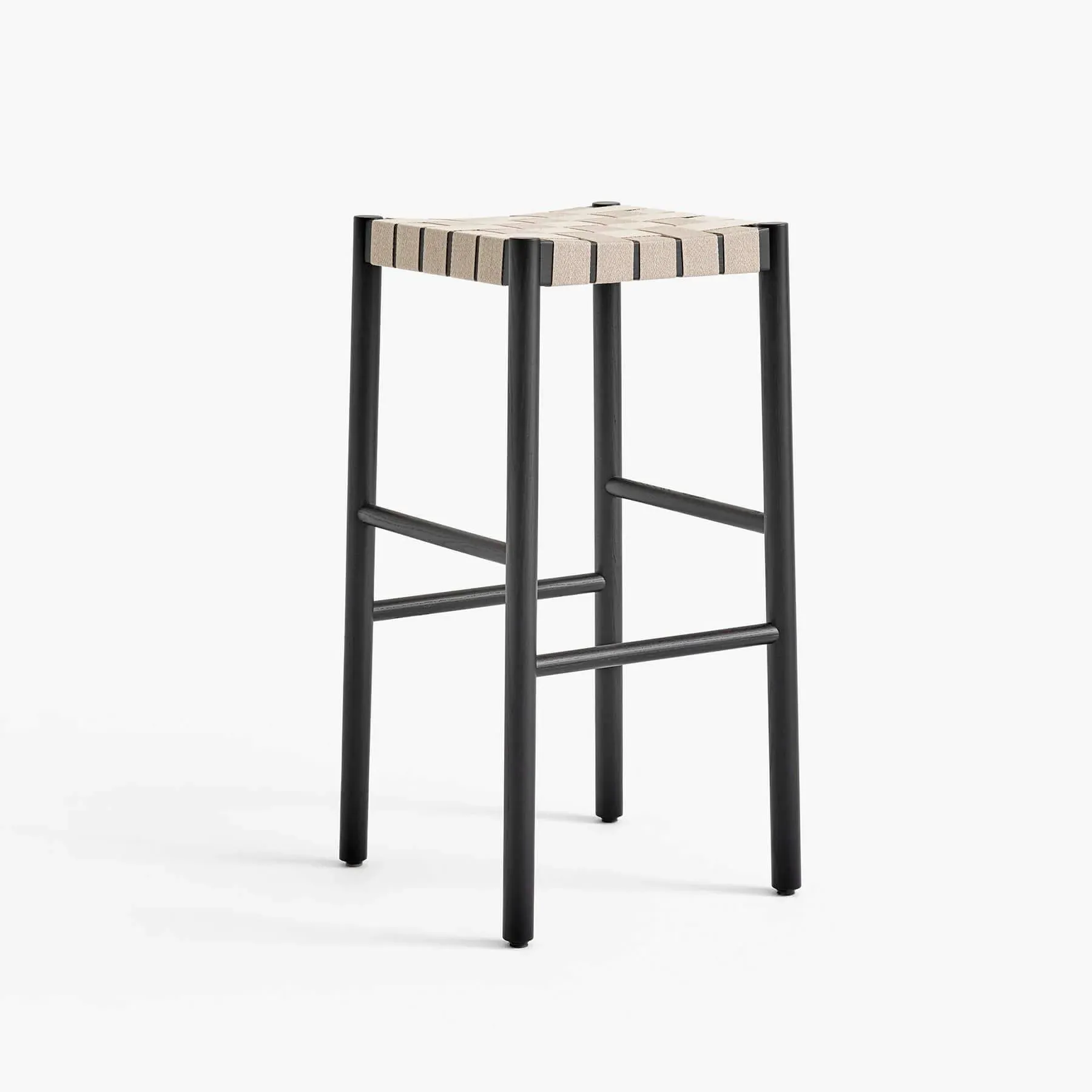 76cm Bar Stool with Webbed Seat - Black, Oak
