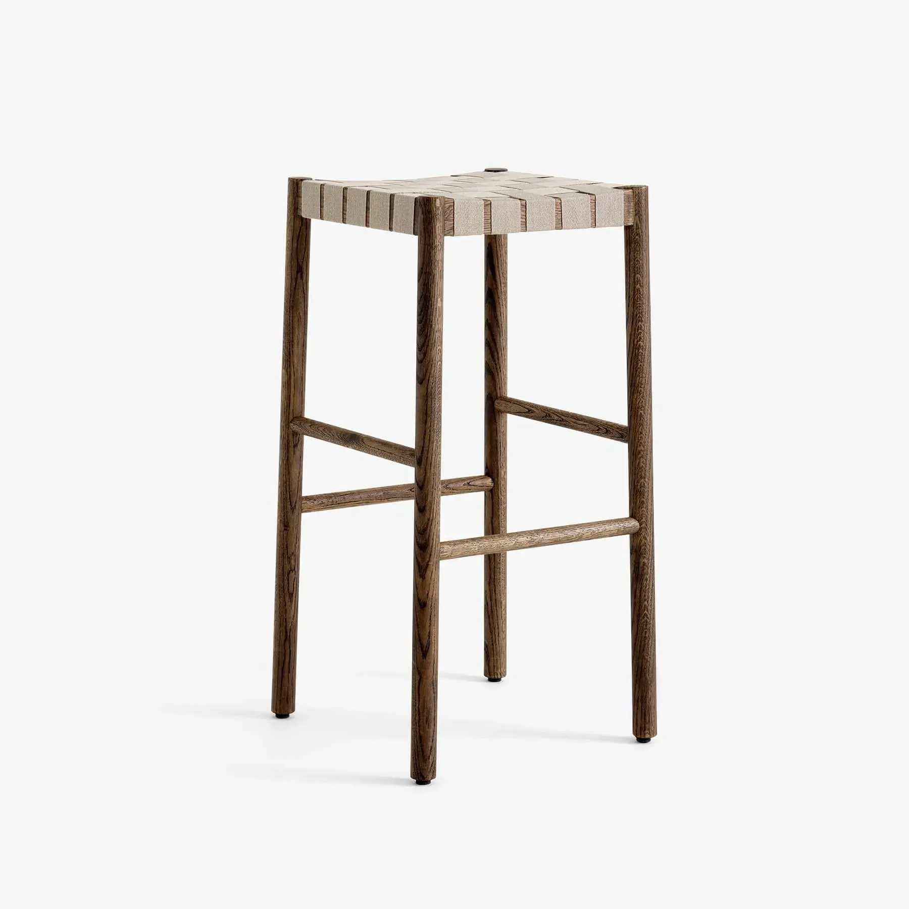 76cm Bar Stool with Webbing - Smoked Oak
