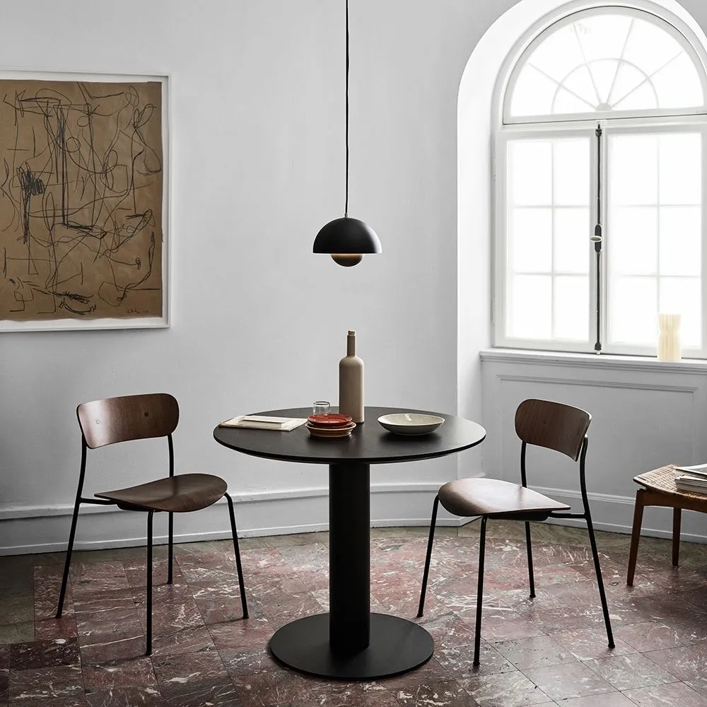 Armless Dining Chair - Black, Lacquered Oak