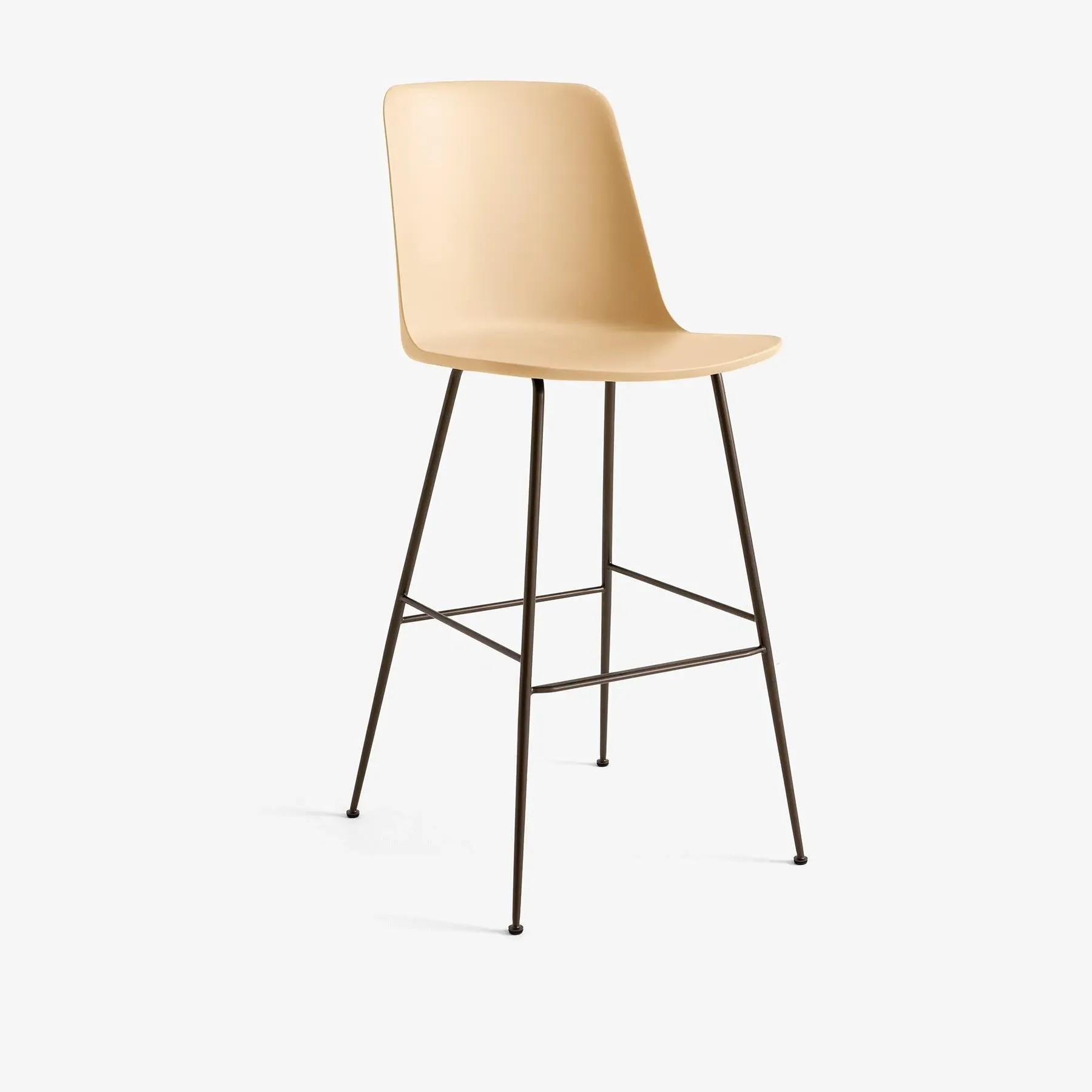 Bar Stool with Steel Legs - Beige, Plastic